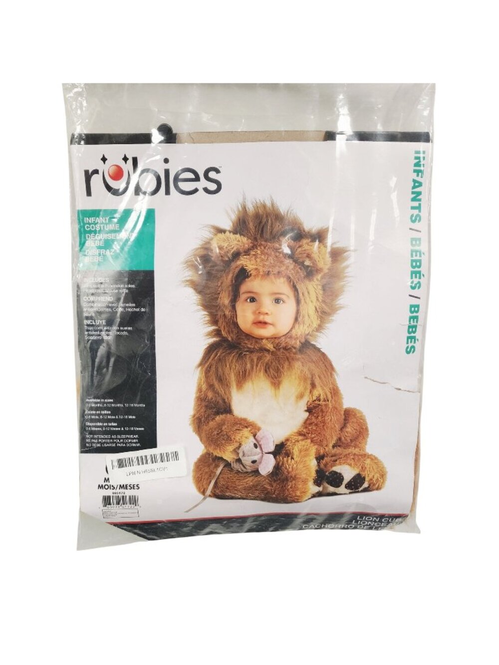 Infant Lion Cub Costume By Rubies For 0-6 Months Includes Jumpsuit & Hood